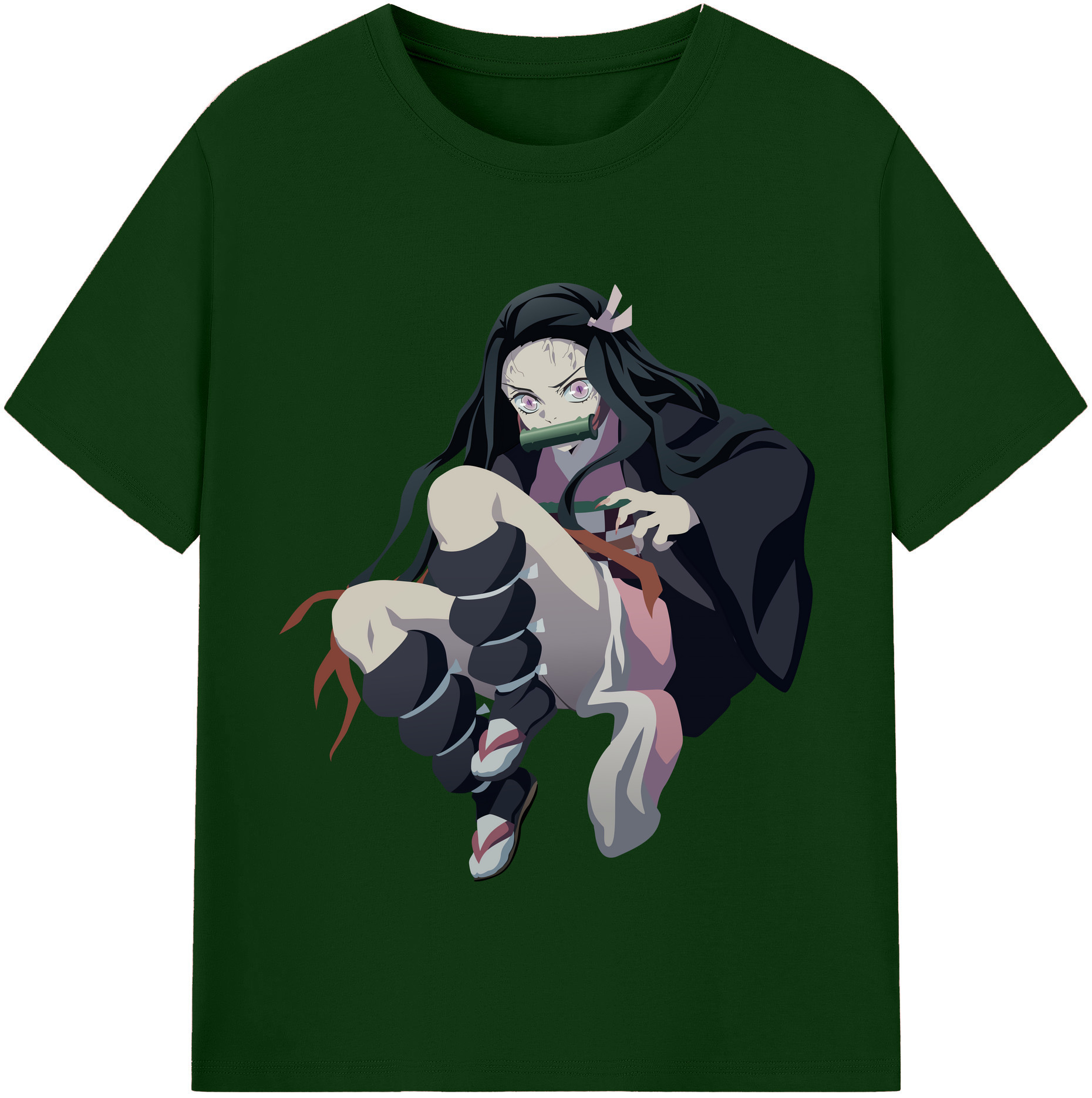 （画像用） 鬼滅の刃（きめつのやいば）竈門 禰󠄀豆子／かまど ねずこ Kamado Nezuko 綿100％半袖Tシャツ（フロントプリント）